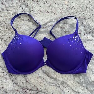 Victorias Secret Very Sexy Push Up Bra Sz 36C Bold Purple Sparkle Embellished